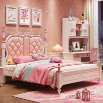 Childrens bed girl princess bed girl Dream Castle pink solid wood single bed 1 5 childrens room combination set