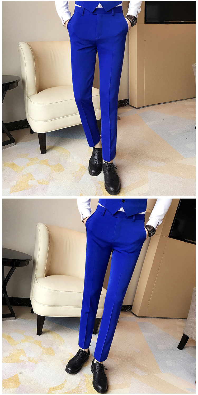 2021 2017 Autumn Business Mens Formal White Suit Pants Cotton Anti