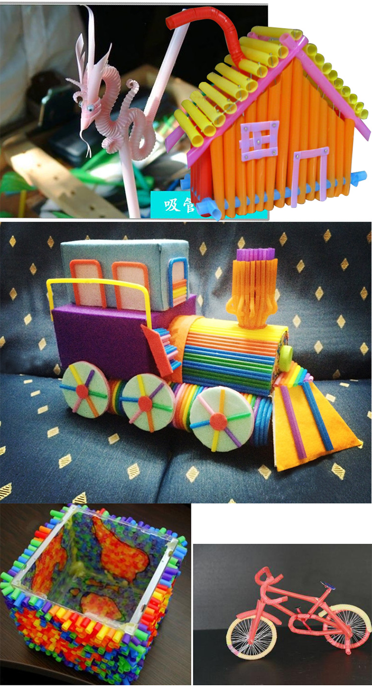 Hướng dẫn an toàn cho trẻ em sáng tạo DIY màu rơm nguyên liệu Mẫu giáo handmade 100 / gói thiết bị mầm non