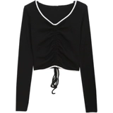 Сексуальный лонгслив, приятная телу весенняя футболка, по фигуре, коллекция 2021, в западном стиле, V-образный вырез