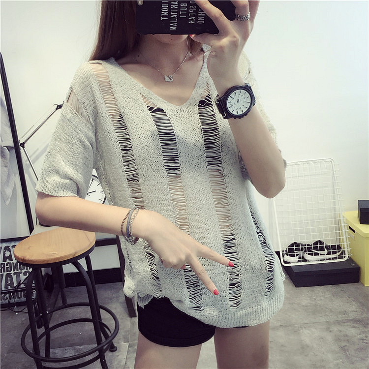 2016 mùa hè của phụ nữ triều mới áo khoác áo sơ mi phần mỏng áo len đan phụ nữ kem chống nắng áo sơ mi ngắn tay áo len Hàn Quốc đồ mặc nhà
