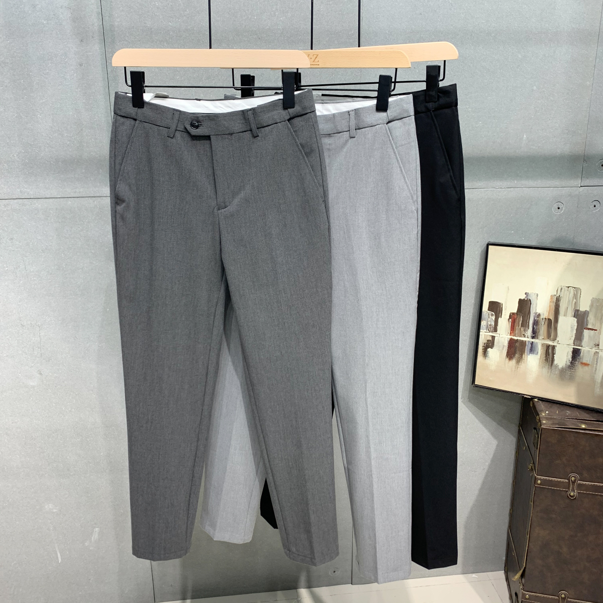 Summer all-match 9-point trousers men's casual pants with light and familiar style elastic waist casual pants trendy non-ironing casual nine-point pants