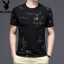 Playboy summer mens short sleeve T-shirt printing 2021 new fashion brand half sleeve trend Ice Silk summer mens clothing