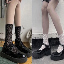 Mid-tube socks lace lace pile socks jk socks white black spring and summer thin socks Japanese Mary Jane shoes socks