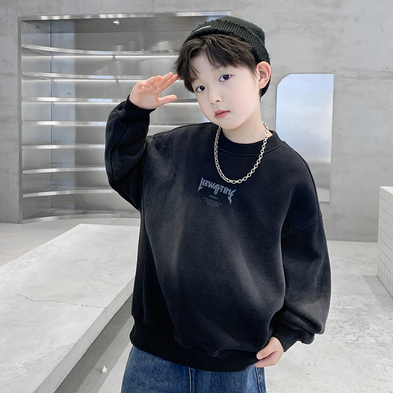 Sweatshirt for Boys 2026 New Spring and Autumn Style Cool and Handsome Long-Sleeved Children's Clothing for Older Boys Round Neck Loose Top