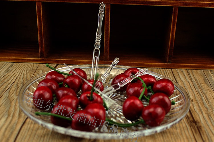Batch bar KTV Acrylic transparent disposable fruit fork Fruit label snack fork Cake fork Bamboo fork
