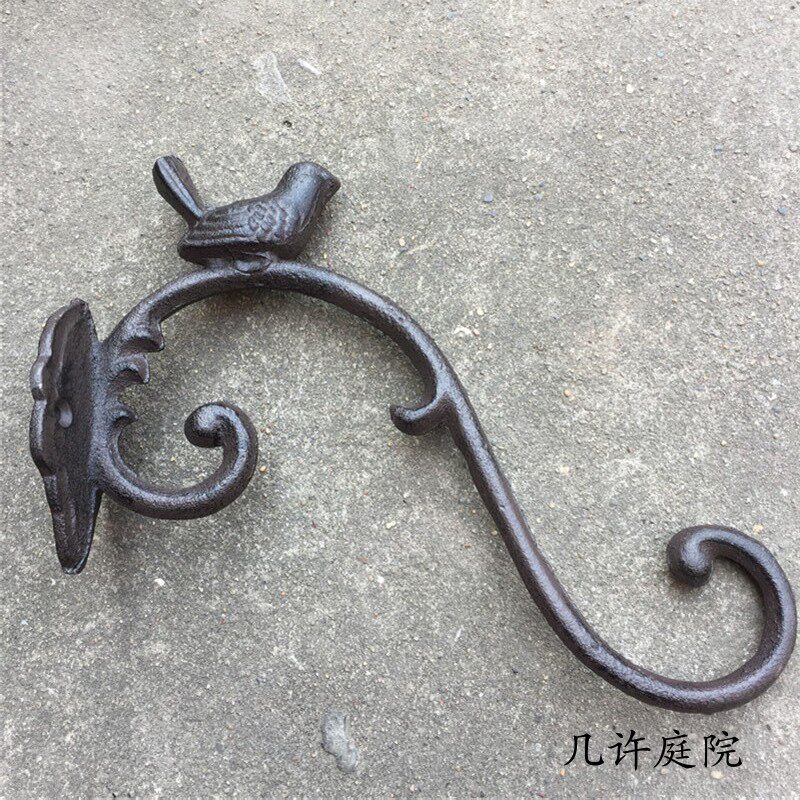 Retro Little Bird Large Hook Cast Iron Iron Art Large Hook Hung Potted Basket Wind Bell Courtyard Balcony Decoration Single Hook