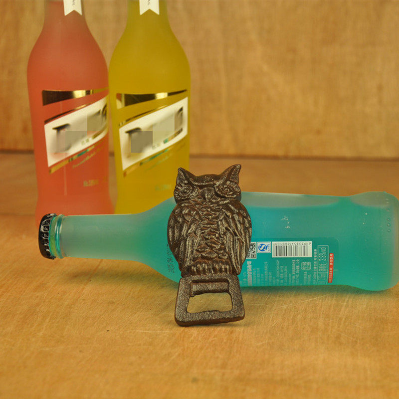 Cast iron owl bottle opener beer bottle opener wrought iron starter opener bottle opener home retro animal decoration