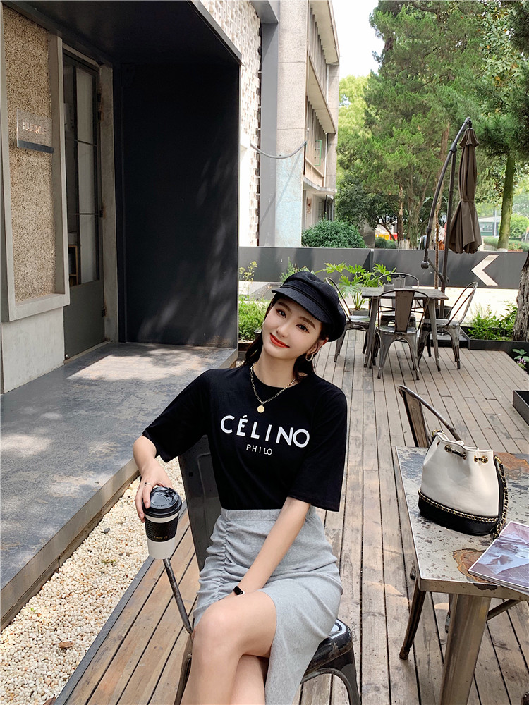 DABI 韓國學院風收腰顯瘦不規則裙套裝短袖裙裝 DABI 韓國學院風收腰顯瘦不規則裙套裝短袖裙裝