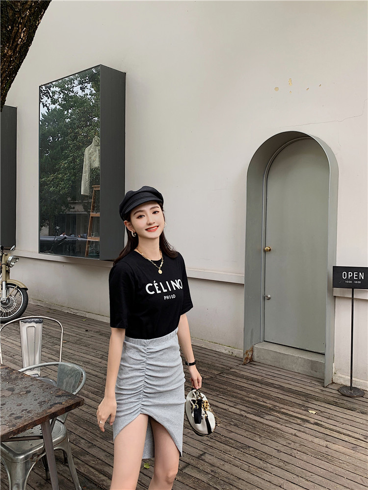 DABI 韓國學院風收腰顯瘦不規則裙套裝短袖裙裝 DABI 韓國學院風收腰顯瘦不規則裙套裝短袖裙裝