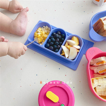 heymankids spot | Korea popular silicone series U-shaped three-square plate baby practical tableware