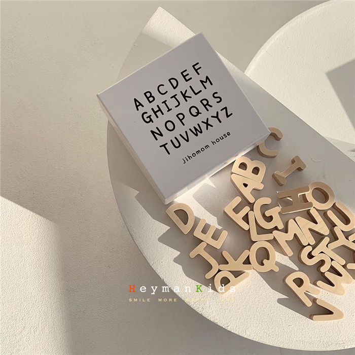 heymankids｜Korean children's wooden alphanumeric cognitive learning magnetic building blocks blackboard stickers refrigerator stickers