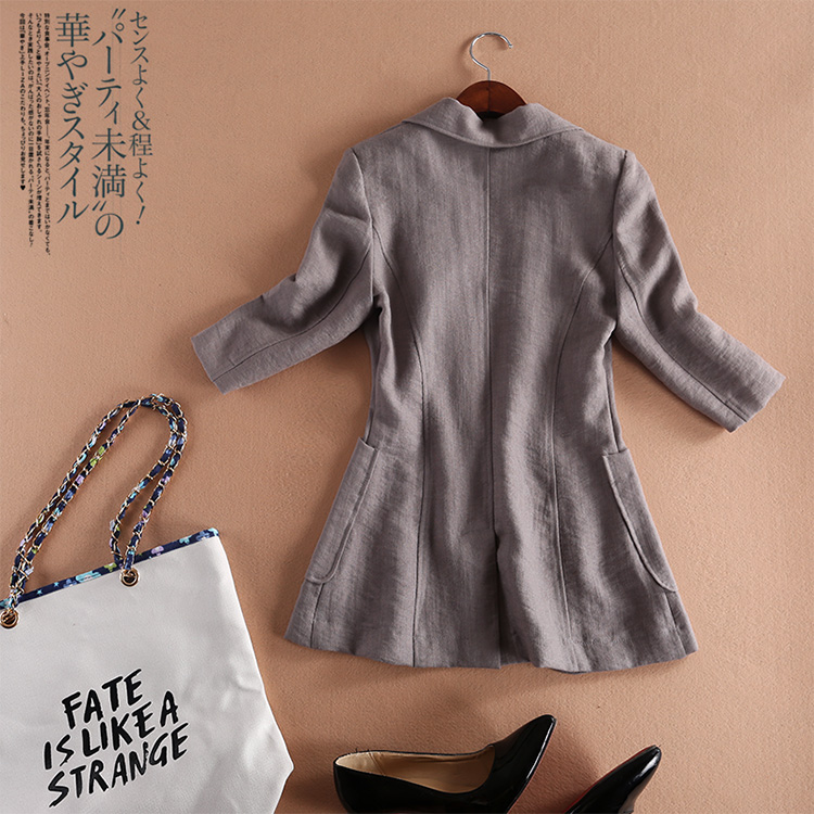 Mùa hè 2018 mới tinh khiết vải lanh trắng nhỏ phù hợp với nữ slim slim nửa tay áo cotton đa năng thời trang công sở nữ