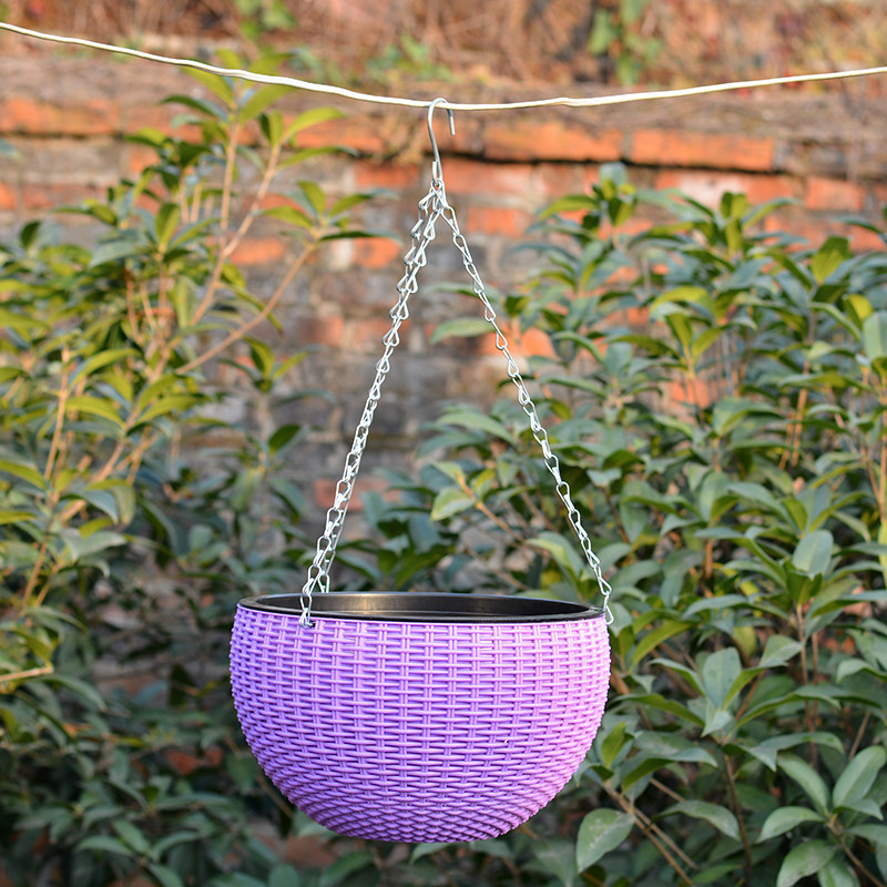 Buy Bamboo hanging basket flower pot plastic resin round hanging flower