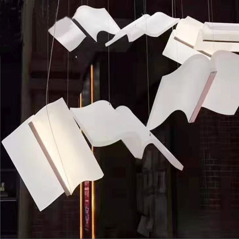 Art Pendant Light Loft Stairway Light Pick Up Empty Duplex Living Room Hall Light Hotel Clubhouse Decorate Creative Book Page Pendant