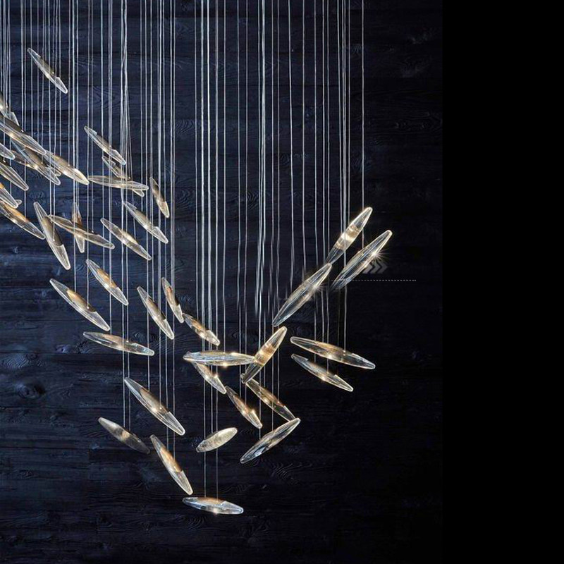 Glass Air Pendant Hotel Lobby lobby Clubhouse Roof Creativity Hanging Shed Soft Dress Art Crystal Lamp