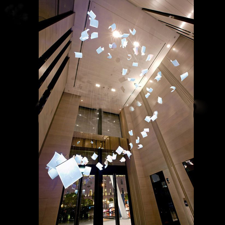 Staircase pendant book page classroom ceiling decoration pendant exhibition hall art and culture center acrylic air pendant