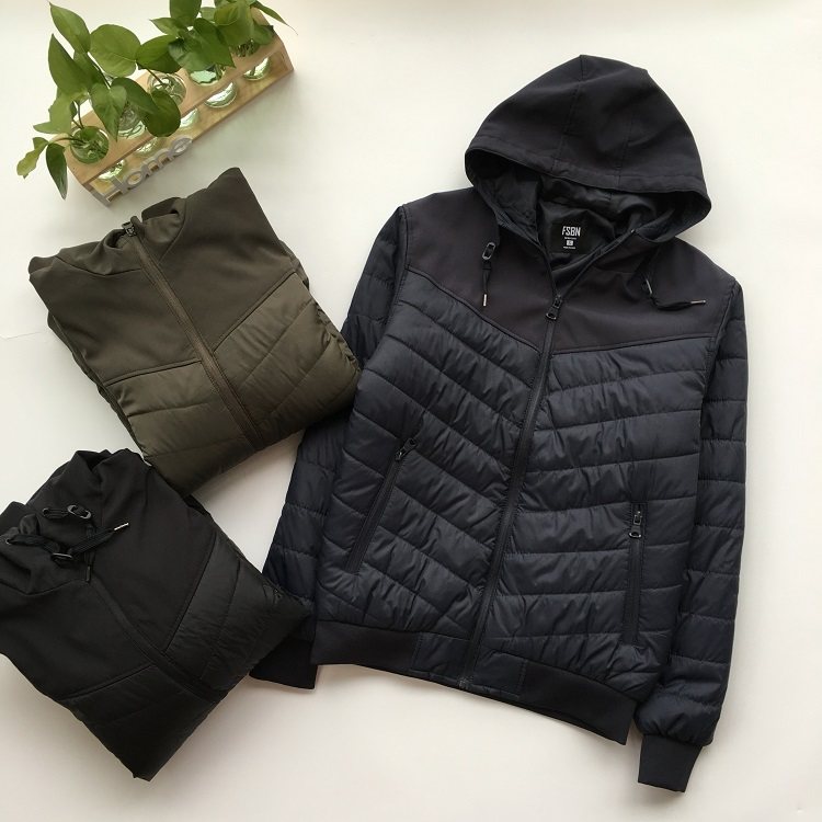 German foreign trade original single spring and autumn soft shell stitching cotton ultra-light large size men's cotton-padded jacket coat