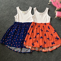 Foreign trade original single Joker big skirt girl dress cotton upper body stitching artificial cotton skirt