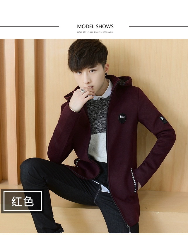 Áo khoác Playboy Áo len nam Nizi Áo khoác nam có thể tháo rời Mũ thanh niên Slim Áo khoác dài giữa nam áo kiểu trung niên hàn quốc