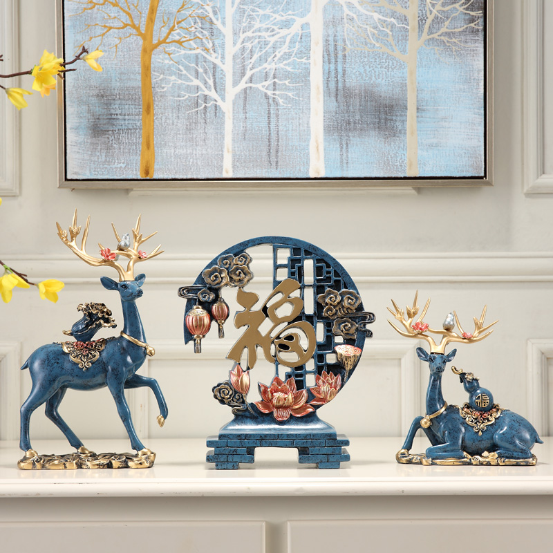 Creative porch living room TV cabinet ornaments lucky deer home wine cabinet decorations housewarming new home wedding gift