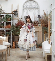 [Fantasy style original lolita] ~ fairy tale book ~ heavy worker three -dimensional embroidered flower gauze patchwork princess skirt [spot]