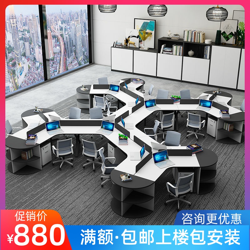 Creative 6 People's Desk Chair Portfolio Brief Hyundai with semi-circle Custom Profiled Six Staff Screen Station
