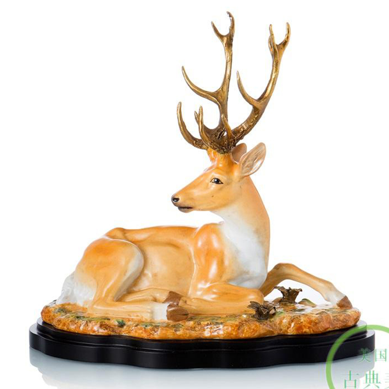 Eurostyle Deer Pendulum American Craft Gift Pendulum Sculpture Method Comeback Classical Home Soft Adornment Living-room Bookhouse Furnishing