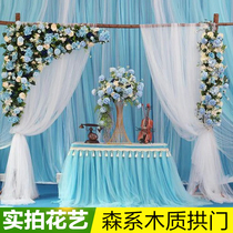 Wedding props Mori Wooden Door Lawn Wedding Arch Happy Door Wooden stake Flower Gate Stump Wedding Props