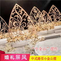 2020 new wedding props wrought iron carving Hollow Small Jinshan Road introduction wedding silk flower iron screen Road introduction
