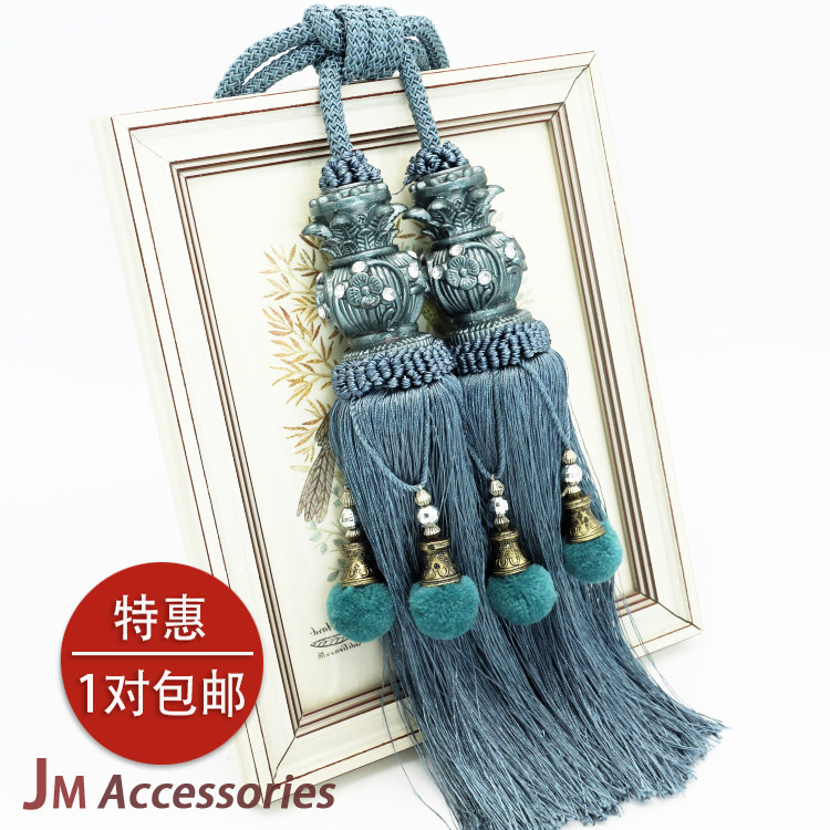 New European-style high-end big bayberry ball double ball hanging ball curtain straps tied rope home decoration tassel hanging ball tied ball