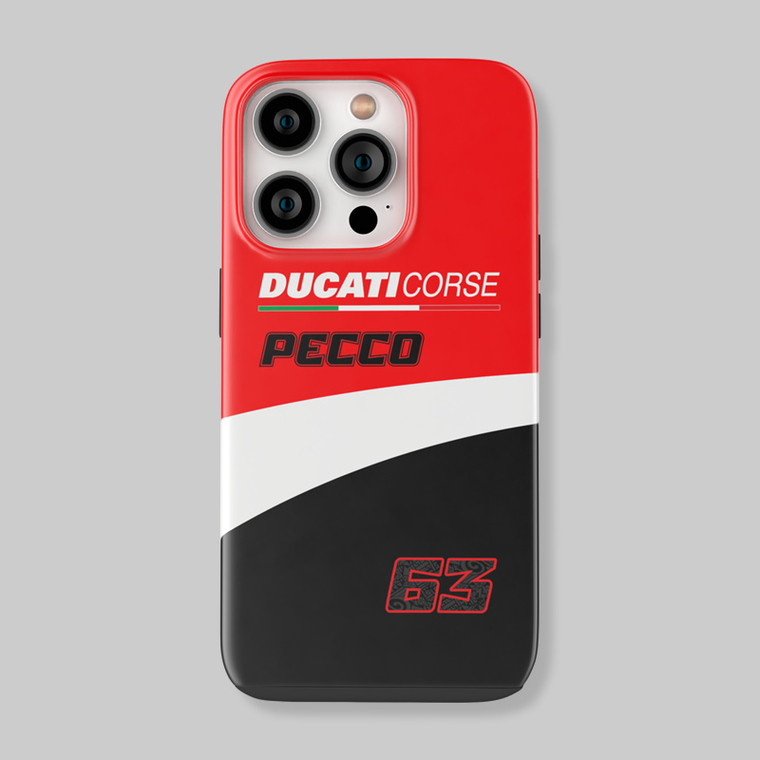 Ducati Corse Pecco 63 Red Black White Pattern iPhone Case
