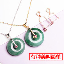 Clamp thick safety buckle pendant S925 silver jade pendant buckle thick beeswax Crystal Amber necklace buckle pin buckle