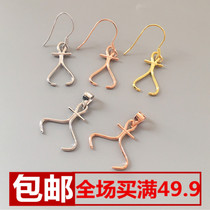 Pure silver ear hook inlaid beeswax round beads silver ornaments ball drop buckle transfer bead road road pass buckle necklace pendant necklace pendant