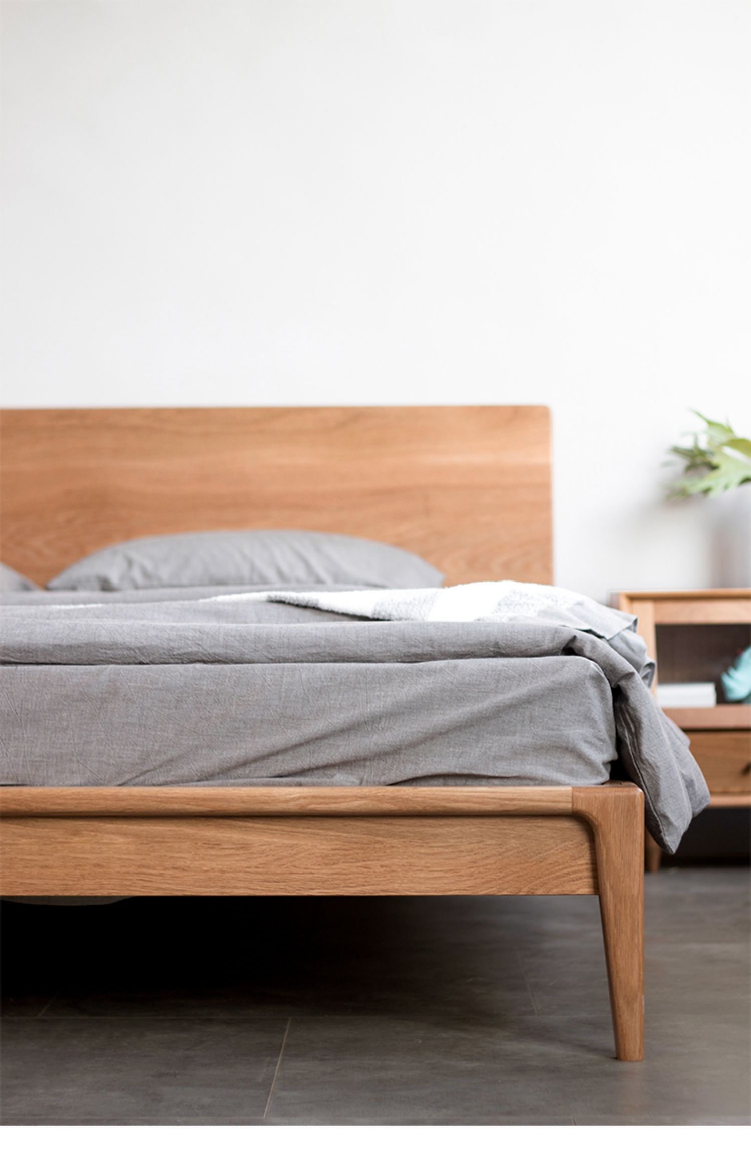 "Lần Bed" Bắc Âu 1.8m giường đôi gỗ nội thất hiện đại tối giản kiểu Nhật và gỗ sồi trắng 1,5m giường - Giường giường 1m