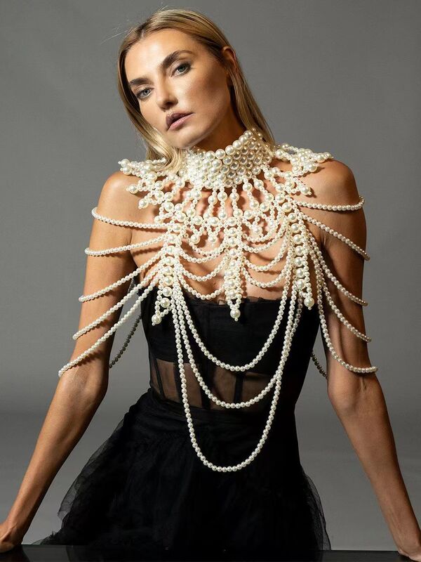 Hot-Selling Handmade Pearl Body Chain ins Blogger Picks European and American Style Accessories Body Chain3794