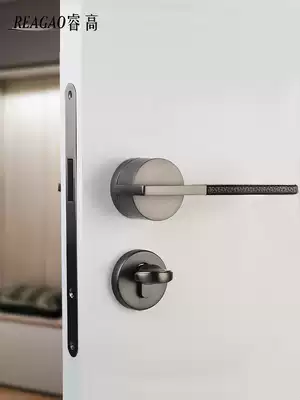 Magnetic suction silent door lock Light luxury modern minimalist leather indoor home bedroom universal Nordic door lock wooden door