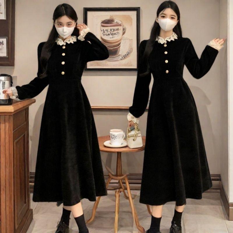 Early Autumn Hepburn Style Long-Sleeved Black Dress 2025 New Women's Spring, Autumn and Winter French Slim Long Dress