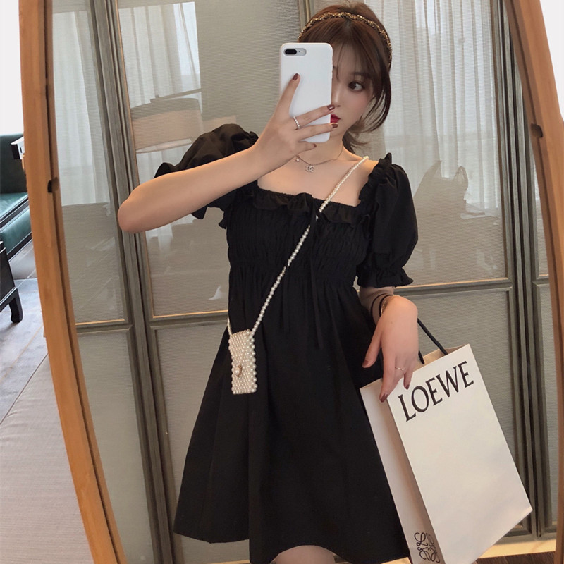 Large size women's clothing 2022 summer new French dress, fat mm, Western style, thin and fat sister, small black skirt