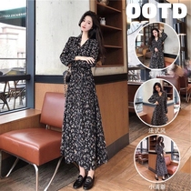 Big code Women in early spring models 2022 New wear matching nets Red Fried Street French style long dress Broken Flowers dress