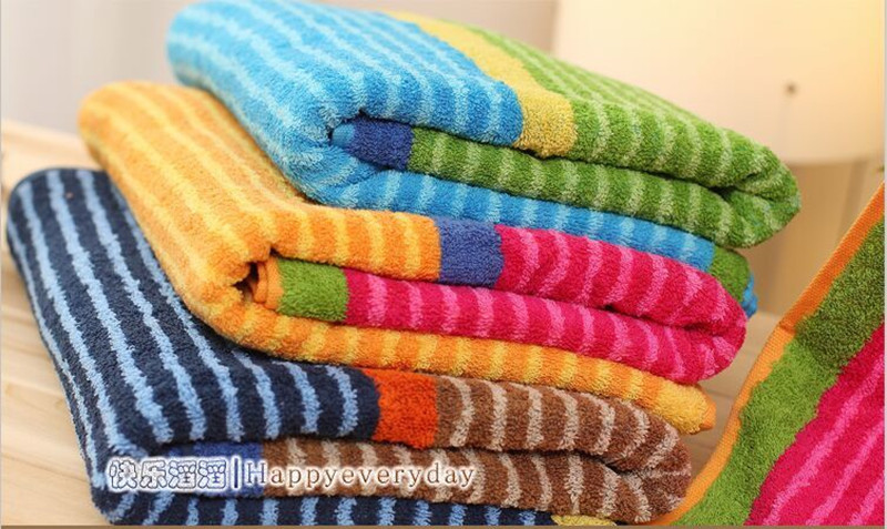  ; Original Export Order, Colorful Stripes, Soft and Absorbent, Bright and Elegant, Suitable for Both Men and Women, Pure Cotton Bath Towel