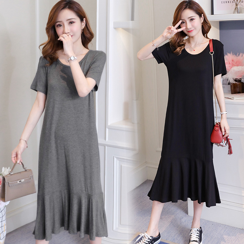 Western style modal maternity dress loose large size black long skirt slim fishtail skirt high elastic summer skirt thin
