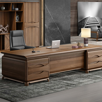 New Chinese atmosphere solid wood boss table president desk manager table big class table walnut simple office table and chair combination