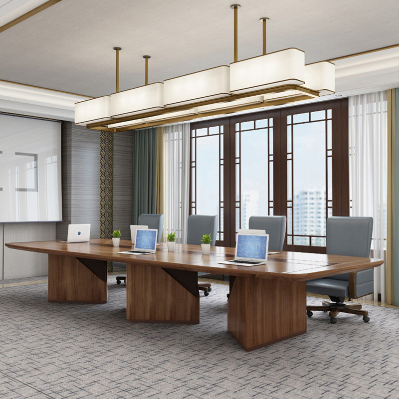 New Chinese office Conference table head manager's meeting table modern Zen talks table solid wood furniture