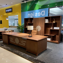 New Chinese solid wood desk table and chair combination modern simple boss President big Pantai office furniture customization