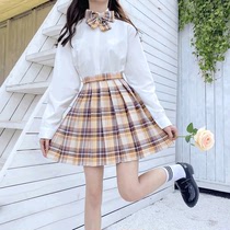 Gentle knife college style Japanese jk uniform genuine full set of spring and summer pleated plaid skirt round placket shirt School uniform set