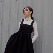 21 spring personality black and white contrast lace high collar ultra-long sleeve slim short section thin base shirt T-shirt top womens tide