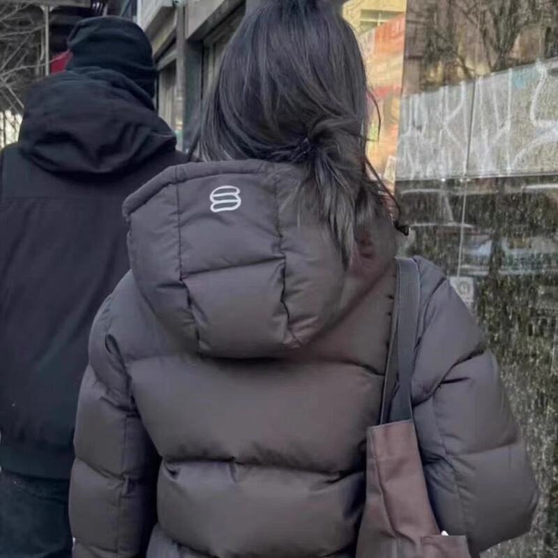 Tna White Goose down Outdoor Five-Panel Short Puffer 2025 Style down Jacket for Women, Puff Detachable Hood, Thickened Puffer Jacket