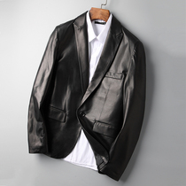 Soft and delicate men imported sheep leather suit one button button slim slim Korean leather suit leather leather jacket mens coat