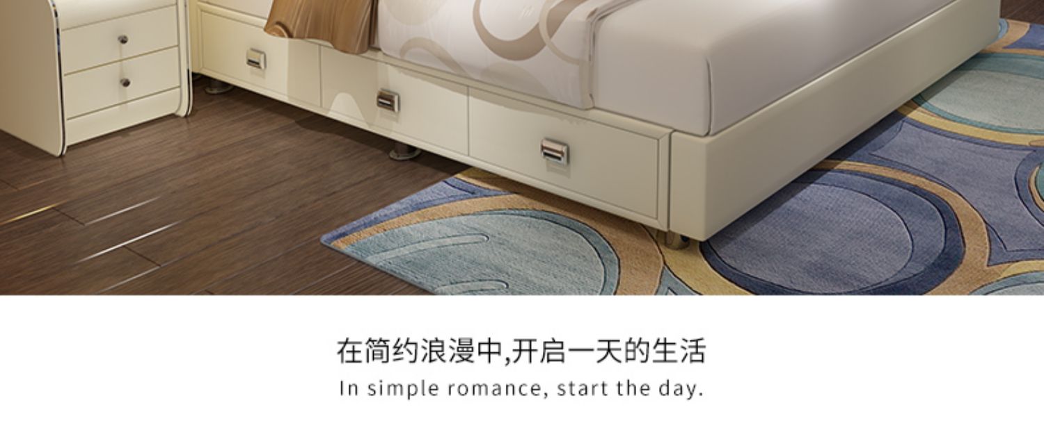 Giường ngủ bằng da Bắc Âu 1,8 m mềm đôi giường đôi hiện đại tối giản phòng ngủ chính giường cưới đồ nội thất phong cách châu Âu - Giường giường tầng có cầu trượt